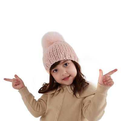 China New Winter Kid Girl COMMON High End Raw Yarn Knitted Flip Hat Bwanie Custom Logo for sale