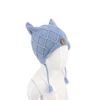 China Customized COMMON custom blue acrylic beanies kawaii hat kids fashion hats for sale