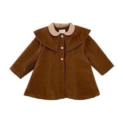 China Reversible Lapel Woolen Coat Dress Baby Girls Winter New Year Jacket Female Fashion for sale