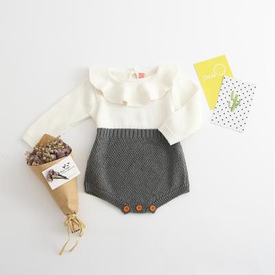 China Cotton Baby Girl Toddler Collar Knitted Baby Sweater Rompers for sale