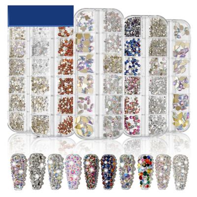 China Easy Apply New Nail Art Design Flat Bottom Diamond ab Diamond Nail Art DIY Decoration Clear Press On Nails for sale