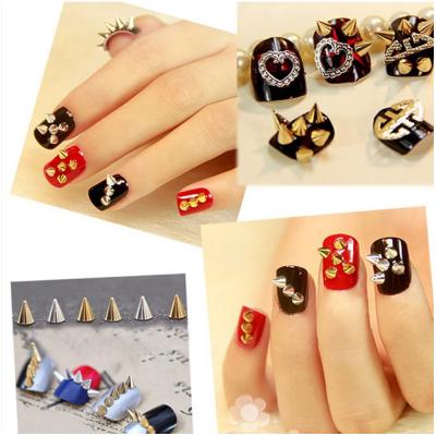 China Easy Apply Fashion Boutique High Quality Nail Art Rivet Metal Patch Tapered Nail Art Decoration Charm Press On Bullet Alloy DIY Nails for sale