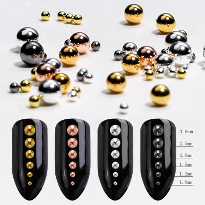 China Easy Apply Newly Designed 12 Long Grid Metal Balls For Nail Decoration Small Shiny Steel Nail Beads for sale