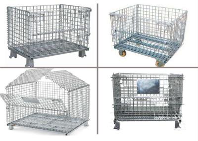 China Collapsible Metal Pallet Cage , Steel Wire Pallet Storage Cage U Type Hand for sale