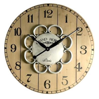 China Antique Style Flower Shape Clock Face Metal Gold Wall Clock For Decor for sale