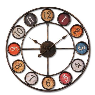 China Creative Antique Style Iron Round Metal Wall Clock For Home Decor for sale