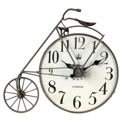 China Retro Table Clock Industrial Rustic Large Perforated Metal Bicycle Clock for sale