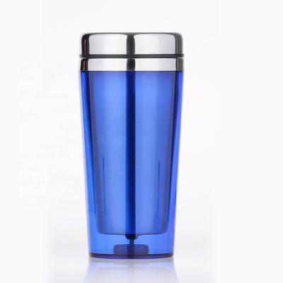 China Promotions Durable Cheap Double Wall Stainless And Plastic Travel Coffee Mug Outdoor Mug With Lid for sale