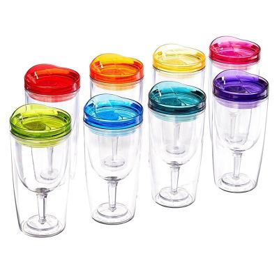 China Hot Selling Stored 10oz Double Wall Plastic Cup With Lid For Storing Wine, Coffee Mug Water Bottle for sale