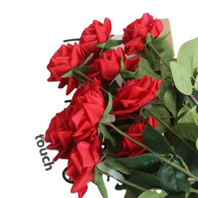 China Durable and natural touch decoration artificial flowers good quality home silk latex rose real flower touch for sale