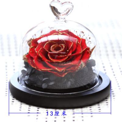 China Durable and Natural Touch Preserved Roses Flower in Heart Shape Glass Dome for Valentine Gift Eternal Rose for sale