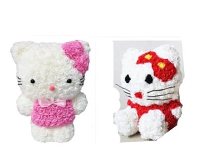 China Modern Style Wholesale Price Rose Hello Kitty 40cm Foam Rose Artificial Foam Cat Flower Holding Kitty For Gift for sale