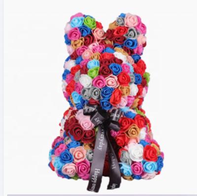 China Modern Style Amazon Hares Pe Flower Rose Rabbit Girlfriend Gift Valentines Gift Rose Teddy Bear 40cm for sale