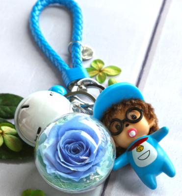 China Long llasting and preserved natural touch hot sale rose cute flower key chain keychains for sale