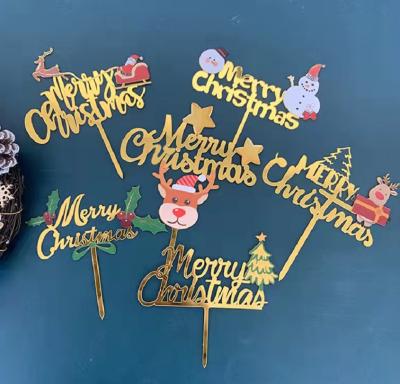 China Hot Selling Merry Christmas Plastic Party Decorations Cartoon Acrylic Cake Toppers For Decorating Supplies for sale