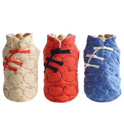 China Viable Wholesale Dog Clothes China Brand Dog Vest Luxury Style Solid Color Red Warm And Thick Design New Small Dog Vest Winter for sale