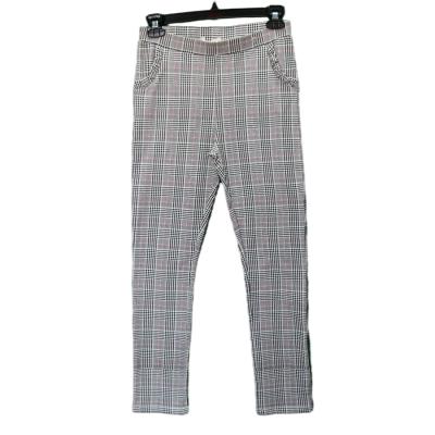 China Anti-pilling girls spring and autumn pants new loose plaid straight-leg summer black and gray big children's casual pants pants for sale