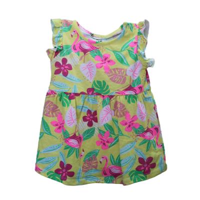 China Wholesale Washable Floral Print Super Cute Floating Short Sleeve Dresses Babies Boutique Summer Clothing for sale