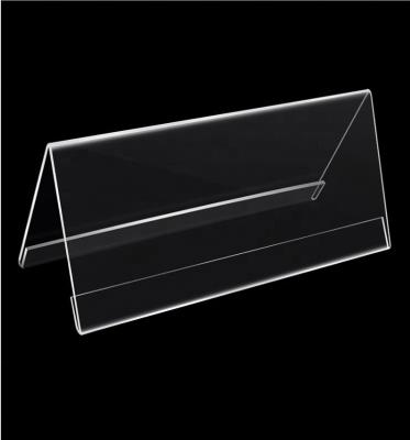 China Eco-friendly Factory Customized Label Acrylic L Shaped Card, Triangle Conference Table Card, Transparent Leaning Acrylic Display Card for sale