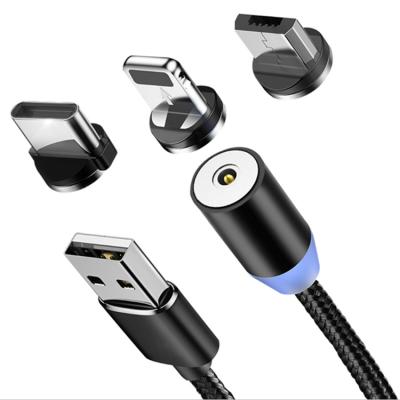 China MP3/MP4 Player OEM/ODM 1M 2M 3 IN 1 USB C Multi Cable LED Black Magnetic Magnetic Charging Cable for sale