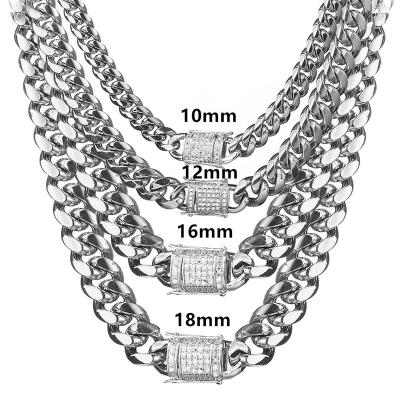 China Europe and America Wholesale Miami Color Titanium Steel Stainless Steel Necklace Brick Fashion Cuban Chain Jewelry High Quality for sale