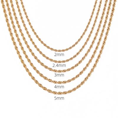 China Wholesale 18K Gold Titanium Chain Fried Dough Twists Necklace Stainless Steel Fashion Jewelry Steel Necklace Europe and America for sale