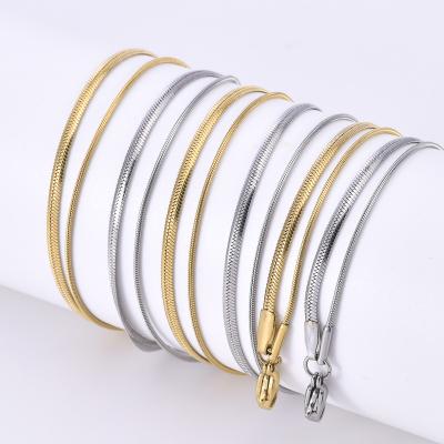 China Other Jewelry Necklace Double Layer Snake Chain Stainless Steel Snake Bone Wholesale Titanium Steel Round Chain for sale