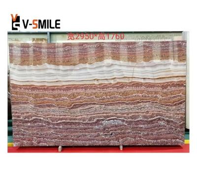 China Backlight Modern Translucent Stone Slab Red Marble Onyx for sale