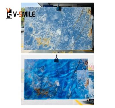 China Modern Natural Stone Blue Onyx Marble Blocks All Natural Stone Slabs Polished Backlit Onyx Stone for sale