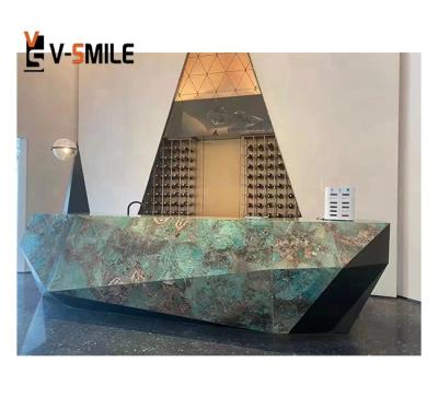 China Modern Luxury Amazon Stone Slabs Green Quartzite Slabs Green Marble Floor Background Wall Design For Villa Decoration for sale