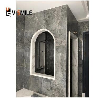 China Modern Italy Stone Marble Polished Dark Gray Marble Flooring Tiles Stairs for sale