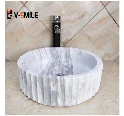 China Modern Natural Greece Calcite Gray White Volakas Marble Type Marble Vein Flooring Slab For Water Basin for sale