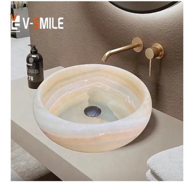 China Modern Natural Onyx Stone Bathroom Sink Sink White And Green Sink For Sale for sale