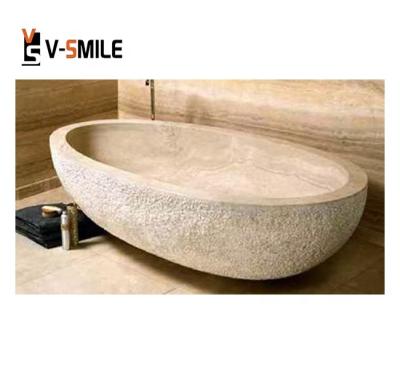 China Large Modern European Style Carrara Oval Freestanding Solid Marble Natural Stone Bathtub For Sale for sale