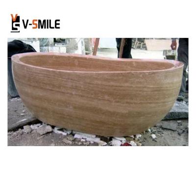 China New Design Modern Natural Stone Marble Freestanding Oval Bathtub for sale