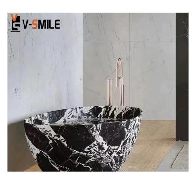 China Modern Luxury Natural Stone Napoleon Black Marble by Morden with White Vein for Bathtub for sale