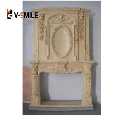 China Modern Modern Natural Stone Hand Carved French White Marble Fireplace Surround Indoor Decorative Natural Stone Fireplace for sale