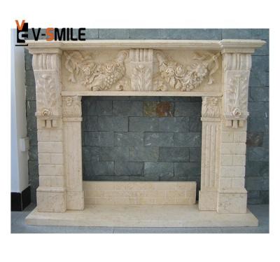 China Modern Natural Modern Stone Fireplace Stone Hand Carved French White Marble Surround Fireplace Interior Decorative for sale