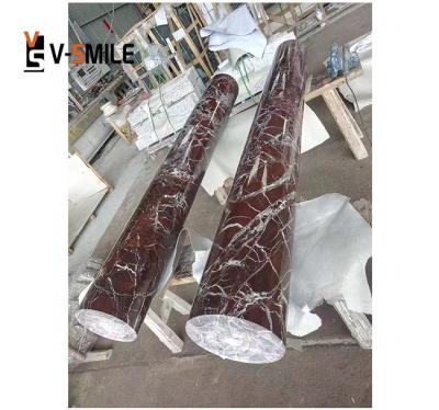 China Modern Natural Wine Red Marble With White Veins Polished Red Rosso Levanto Marble Slab Tiles Marble Column Stone Pillar for sale