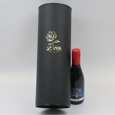 China Factory Recyclable Dongguan Black Round Cardboard Cylinder Wine Gift Box for sale