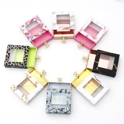 China Handmade Fast Delivery Makeup Multicolor Pink Marble Eyelash Box Packaging Empty Eyelash Box Container for sale