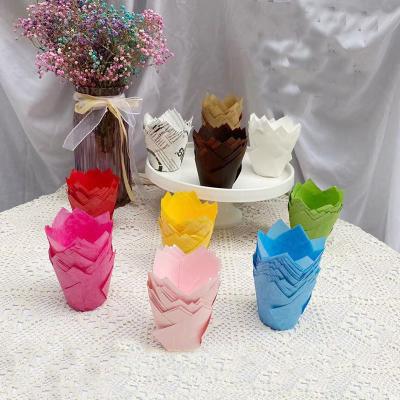 China Waterproof Customize Tulip Cupcake Liners Paper Baking Cup Holders And Muffin Liners Single Wall Wrappers for sale