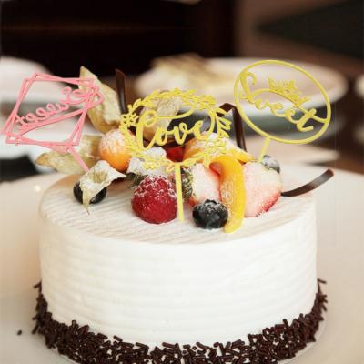 China Birthday Party Decoration Silver Gold Pink Letters Baking Wedding Decoration Acrylic Birthday Cake Topper for sale