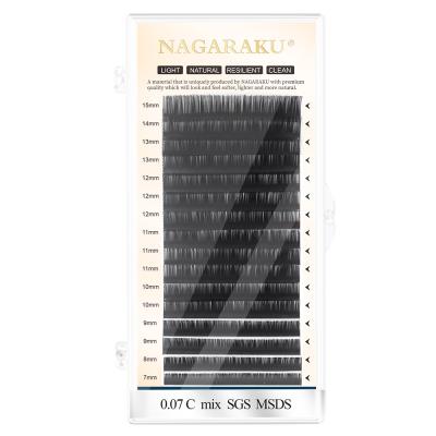 China NAGARAKU Long Manual Fan-Making Natural Individual Classic Eyelash Makeup Lashes Matte Black High Quality Soft Natural Eyelash Extension for sale