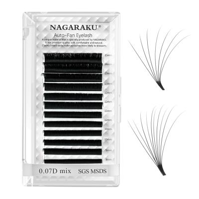 China NAGARAKU 0.05 0.07 Lash Extension Easy Fanning Russian Mink Bloom 3D-10D Full Volume Automatic Lashes Fans Pre-bonded for sale