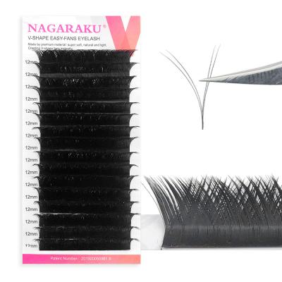 China NAGARAKU Makeup V-Shape Auto-fans Eyelash Extension Volume Lash Maquiagem Clios 0.05mm Easy-fans Premium Natural Eyelashes for sale