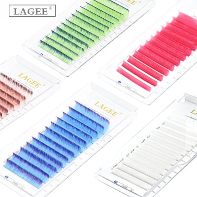 China Wholesale Easy Autofan Lash Extensions Private Label Bulk Russia Volume Flower Ombre Fan Long LAGEE Eyelash Extension Natural Rainbow Color for sale