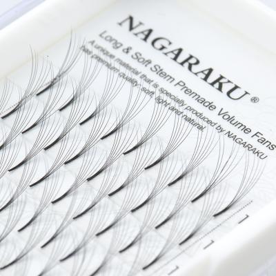 China NAGARAKU Premade Full Volume Eyelash Extensions 3D 4D 5D 6D Pre Fanned Long Rod Russian Cilios Lash Tray 0.07C 8-15mm for sale