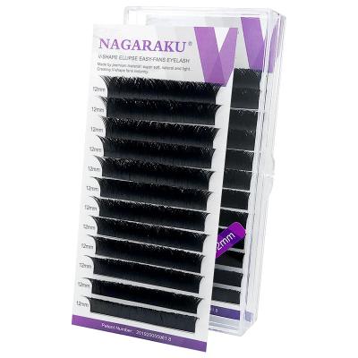 China NAGARAKU V-shape Ellipse Flat Slot Tips Eyelash Extension Super Soft Natural Weaving Eyelashes Easy-fans Progress Double Tips for sale