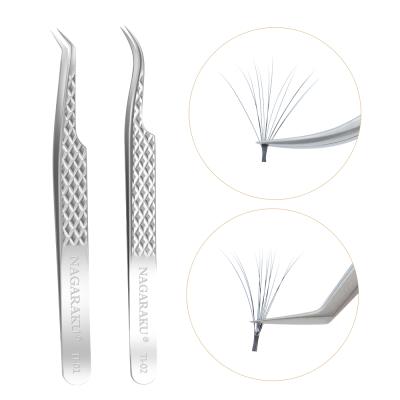 China NAGARAKU Super Light Volume Eyelash Extension Tweezers Diamonds Grasp Precise Alloy Titanium Super Light Soft Tension Professional Insulator for sale